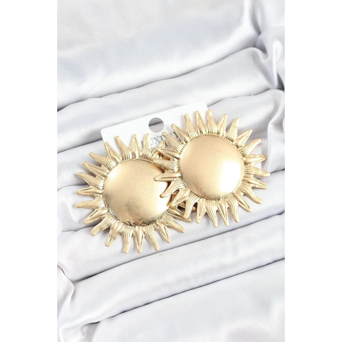 Mey İthalat® Pirinç Güneş Model Gold Renk Kadın Küpe