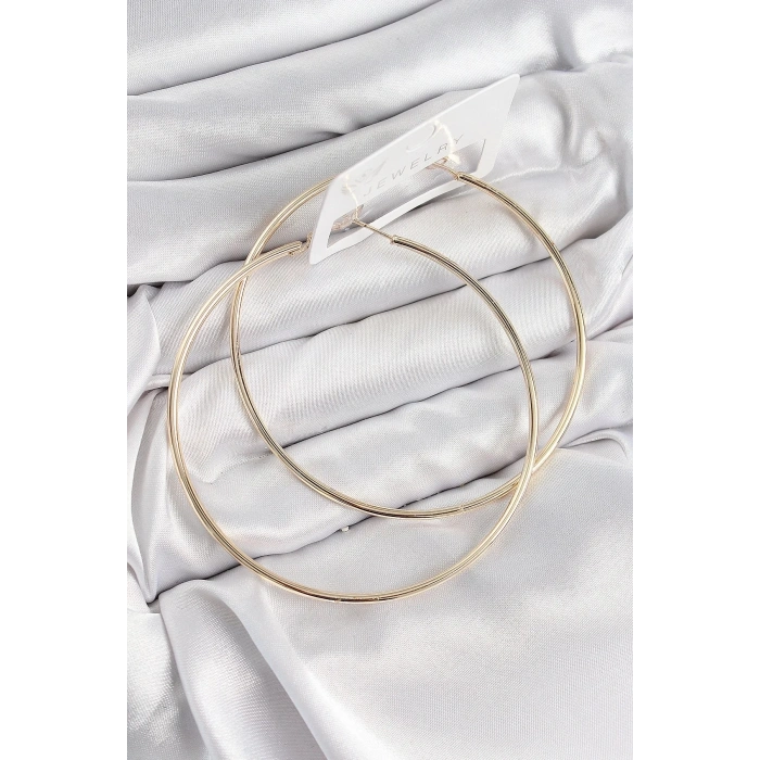 Mey İthalat® Pirinç Halka Model Gold Renk Kadın Küpe