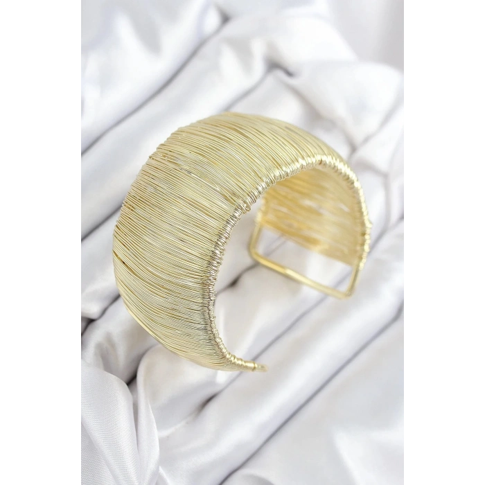Mey İthalat® Pirinç Tel Sarma Model Gold Renk Kadın Bileklilk