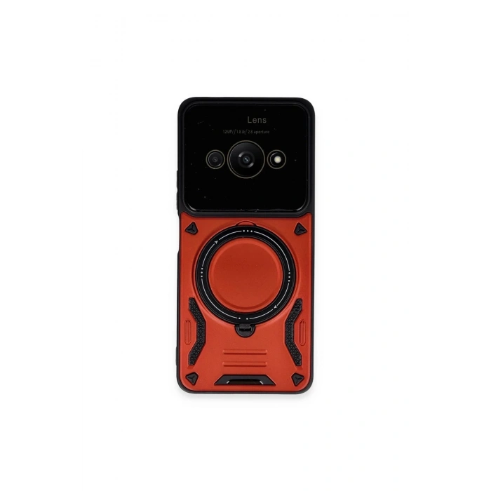 Mey İthalat®   Poco C61 Kılıf Joy Lens Standlı Kapak - Kırmızı