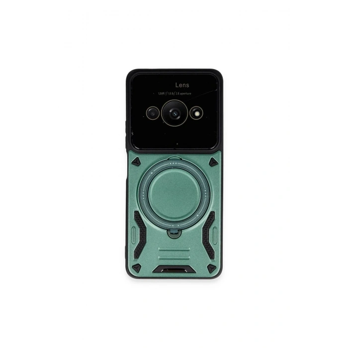 Mey İthalat®   Poco C61 Kılıf Joy Lens Standlı Kapak - Koyu Yeşil