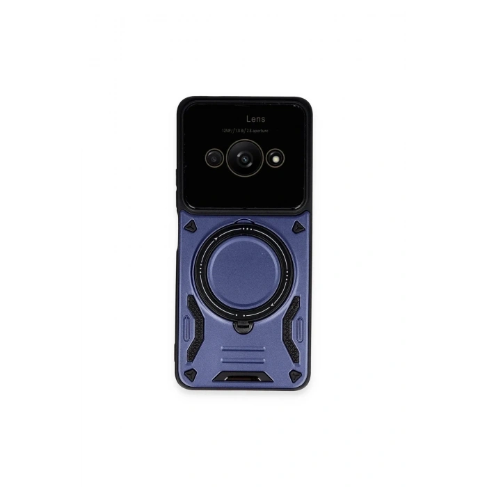 Mey İthalat®   Poco C61 Kılıf Joy Lens Standlı Kapak - Lacivert
