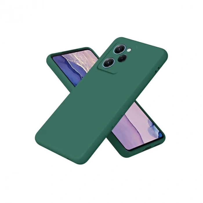 Mey İthalat®   Poco X5 Pro 5G Nano içi Kadife Silikon - Koyu Yeşil