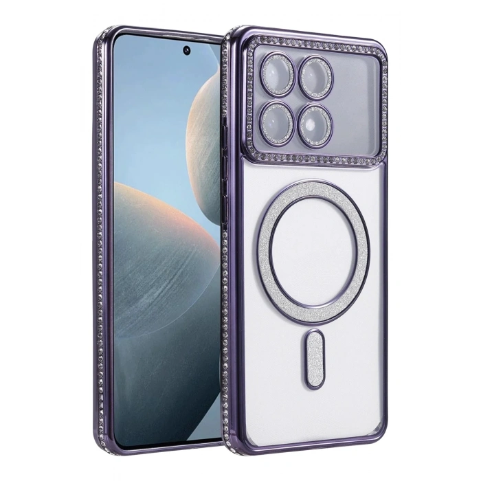 Mey İthalat®   Poco X6 Pro Joke Simli Magneticsafe Kılıf - Derin Mor