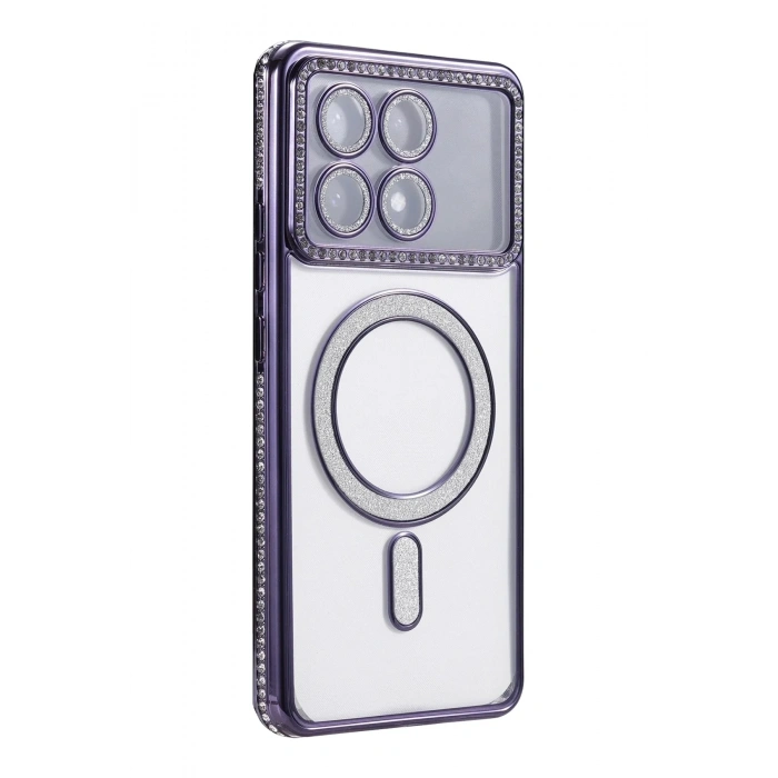 Mey İthalat®   Poco X6 Pro Joke Simli Magneticsafe Kılıf - Derin Mor
