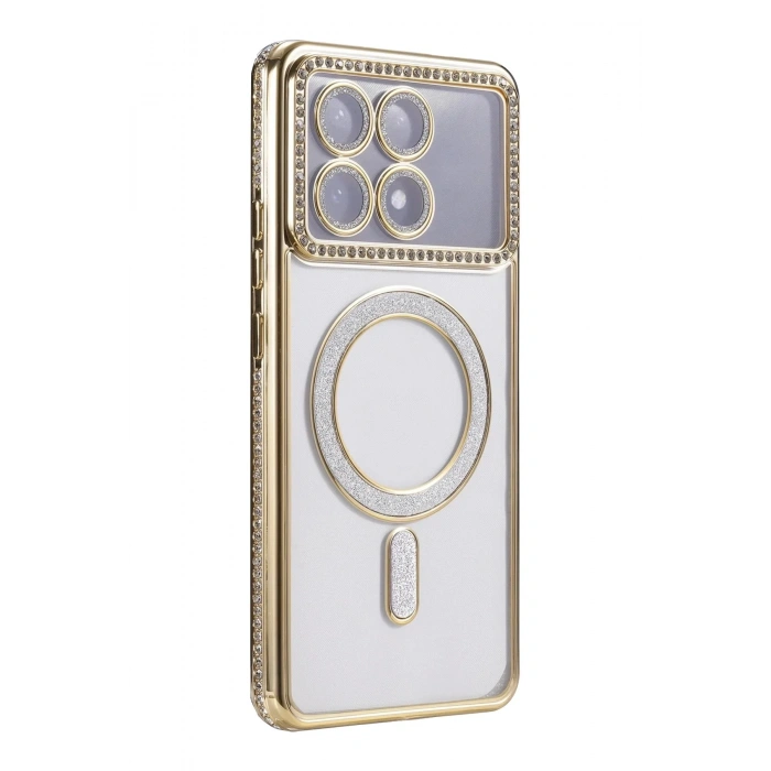 Mey İthalat®   Poco X6 Pro Joke Simli Magneticsafe Kılıf - Gold