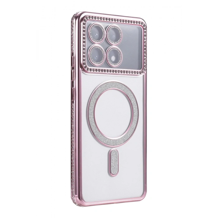 Mey İthalat®   Poco X6 Pro Joke Simli Magneticsafe Kılıf - Pembe