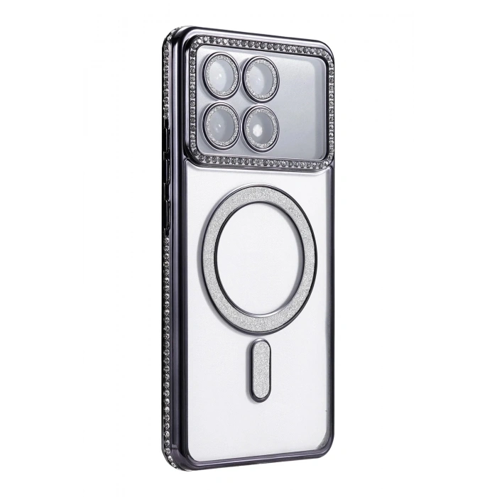 Mey İthalat®   Poco X6 Pro Joke Simli Magneticsafe Kılıf - Siyah