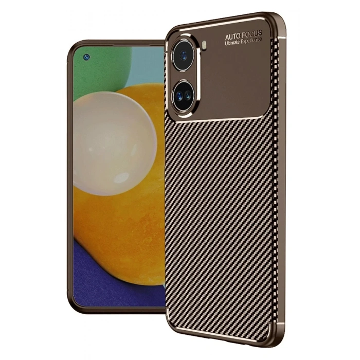 Mey İthalat®   Poco X7 Pro Kılıf Auto Focus Karbon Kapak - Kahverengi