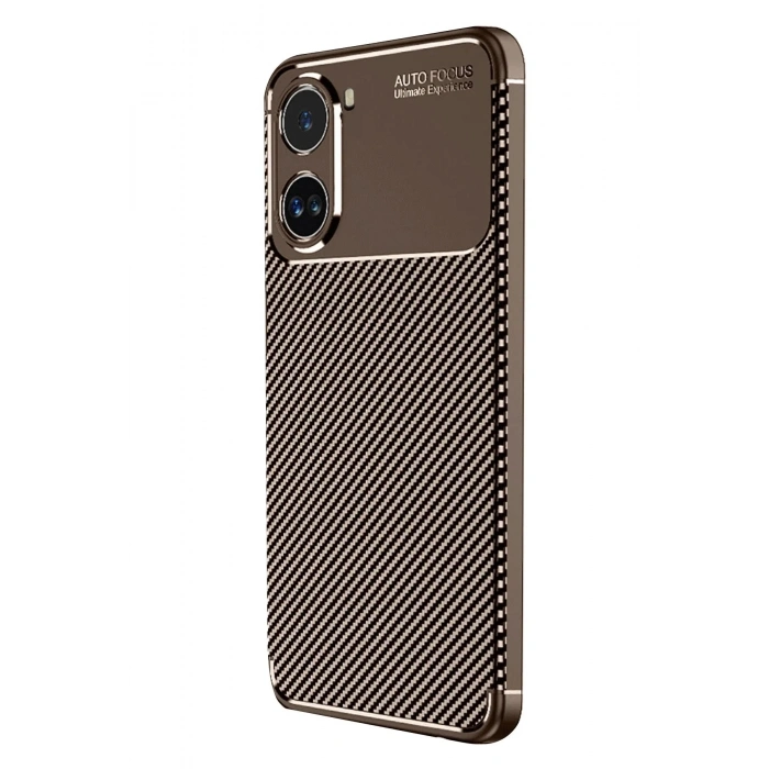 Mey İthalat®   Poco X7 Pro Kılıf Auto Focus Karbon Kapak - Kahverengi