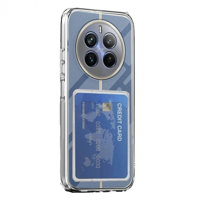 Mey İthalat®  Realme 12 Pro Kılıf Kart Şeffaf Silikon - Şeffaf