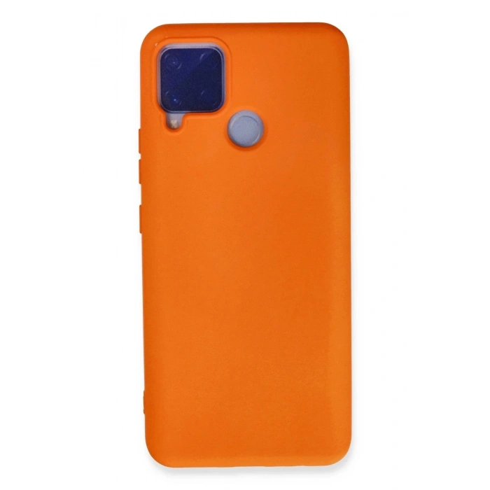 Mey İthalat®  Realme C15 Kılıf Nano içi Kadife Silikon - Turuncu