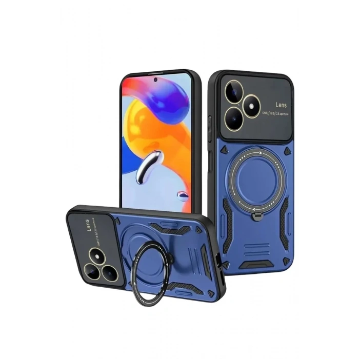 Mey İthalat®  Realme C53 Kılıf Joy Lens Standlı Kapak - Lacivert