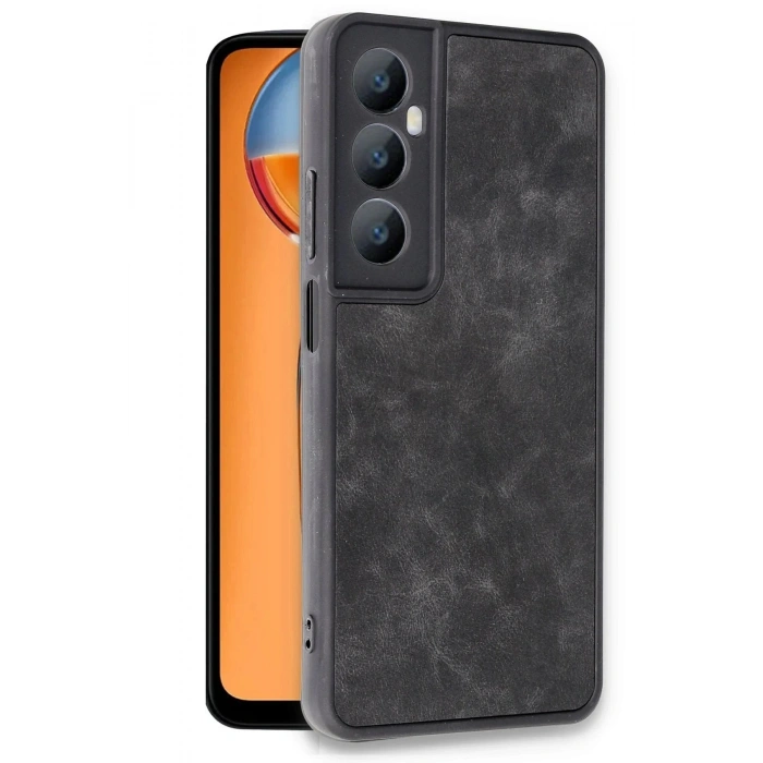 Mey İthalat®  Realme C65 Kılıf Aras Deri Kapak - Siyah