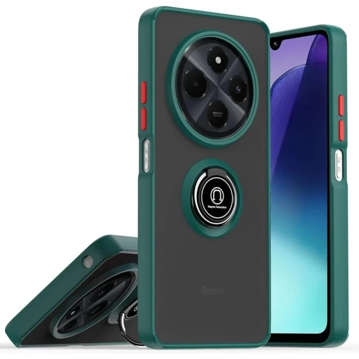 Mey İthalat®  Realme C75 4G Kılıf Montreal Yüzüklü Silikon Kapak - Yeşil