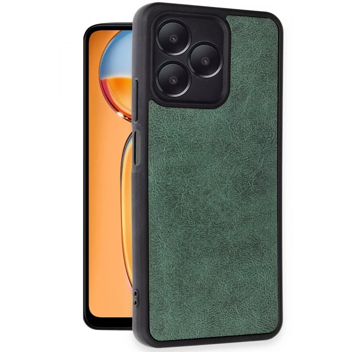 Mey İthalat®  Realme Note 50 4G Kılıf Aras Deri Kapak - Koyu Yeşil