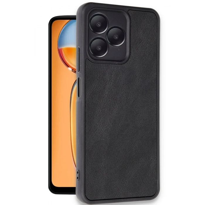 Mey İthalat®  Realme Note 50 4G Kılıf Aras Deri Kapak - Siyah