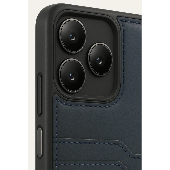 Mey İthalat®  Realme Note 50 4G Kılıf Sara Kartvizitli Deri Kılıf - Lacivert
