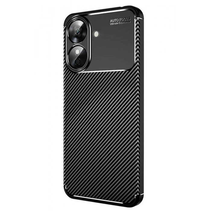 Mey İthalat®  Realme Note 60 Kılıf Auto Focus Karbon Kapak - Siyah