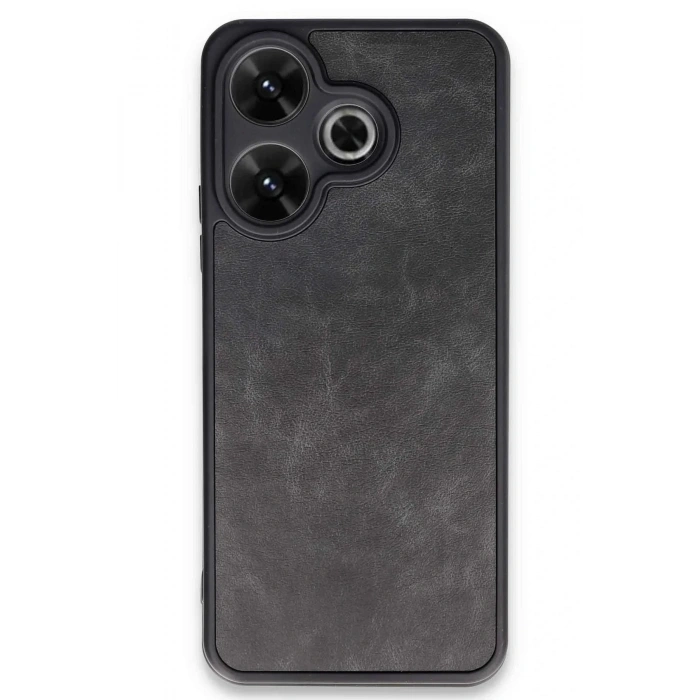 Mey İthalat®   Redmi 13 4G Kılıf Aras Deri Kapak - Siyah