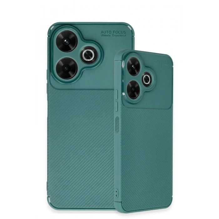 Mey İthalat®   Redmi 13 4G Kılıf Auto Focus Karbon Kapak - Koyu Yeşil