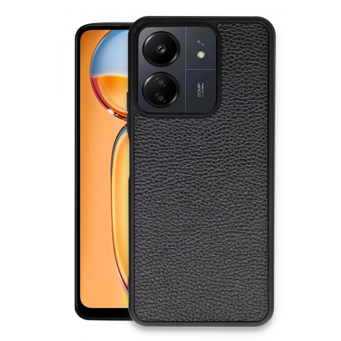 Mey İthalat®   Redmi 13C Kılıf Aras Deri Kapak - Siyah