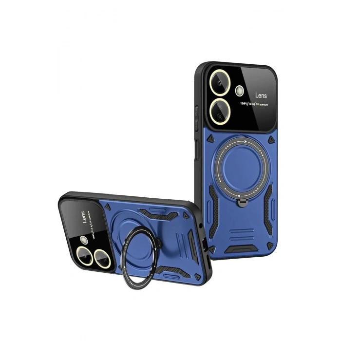 Mey İthalat®   Redmi 13C Kılıf Joy Lens Standlı Kapak - Lacivert