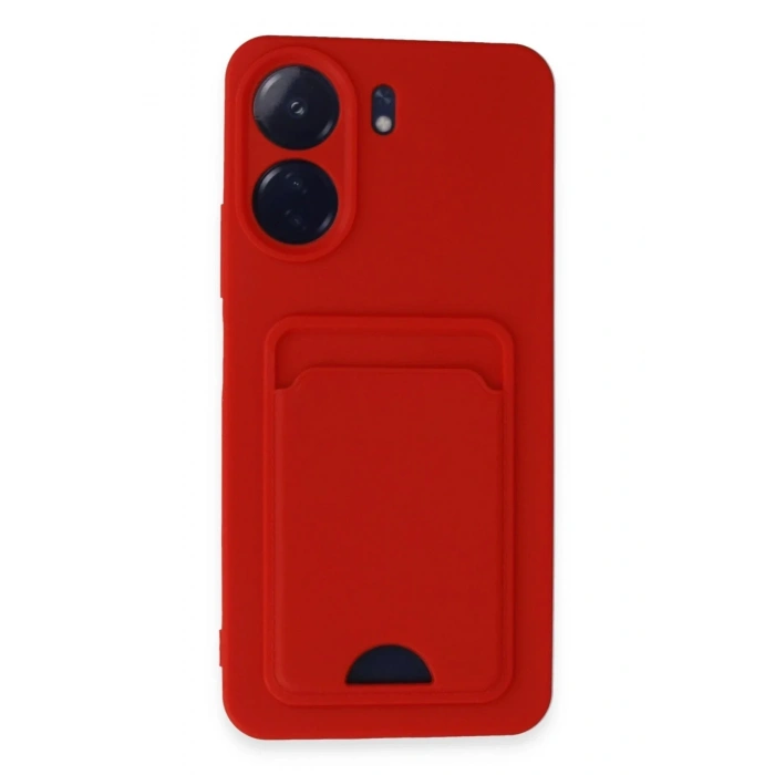 Mey İthalat®   Redmi 13C Kılıf Kelvin Kartvizitli Silikon - Kırmızı