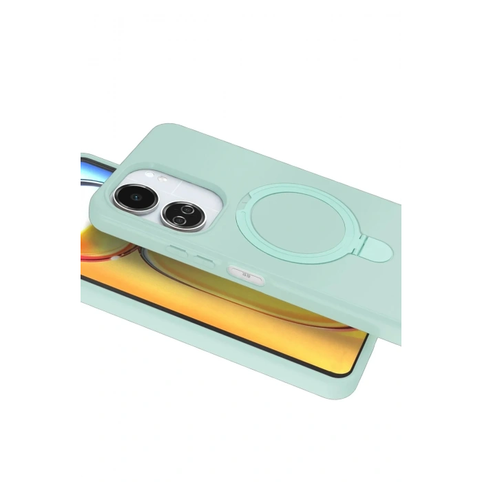Mey İthalat®   Redmi 13C Regal Magsafe Standlı Kapak - Su Yeşili