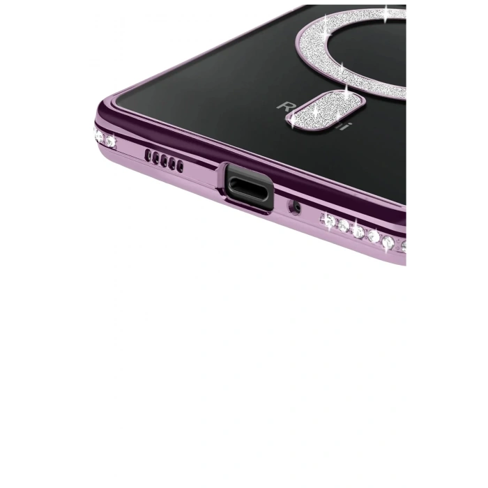 Mey İthalat®   Redmi 14C Joke Simli Magneticsafe Kılıf - Derin Mor