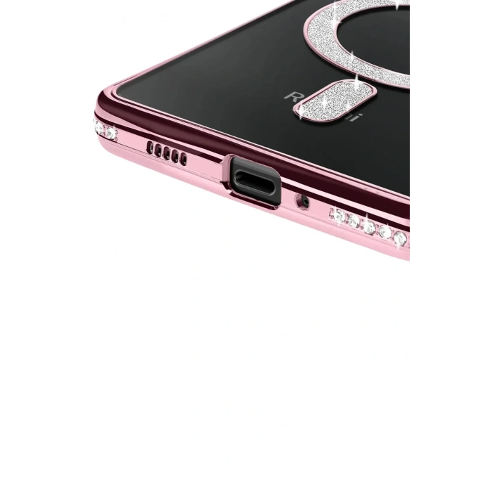 Mey İthalat®   Redmi 14C Joke Simli Magneticsafe Kılıf - Pembe