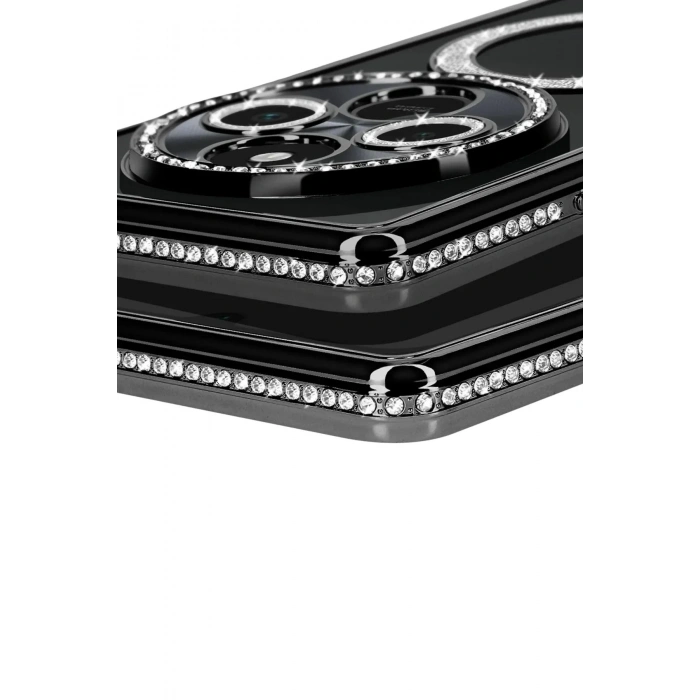 Mey İthalat®   Redmi 14C Joke Simli Magneticsafe Kılıf - Siyah