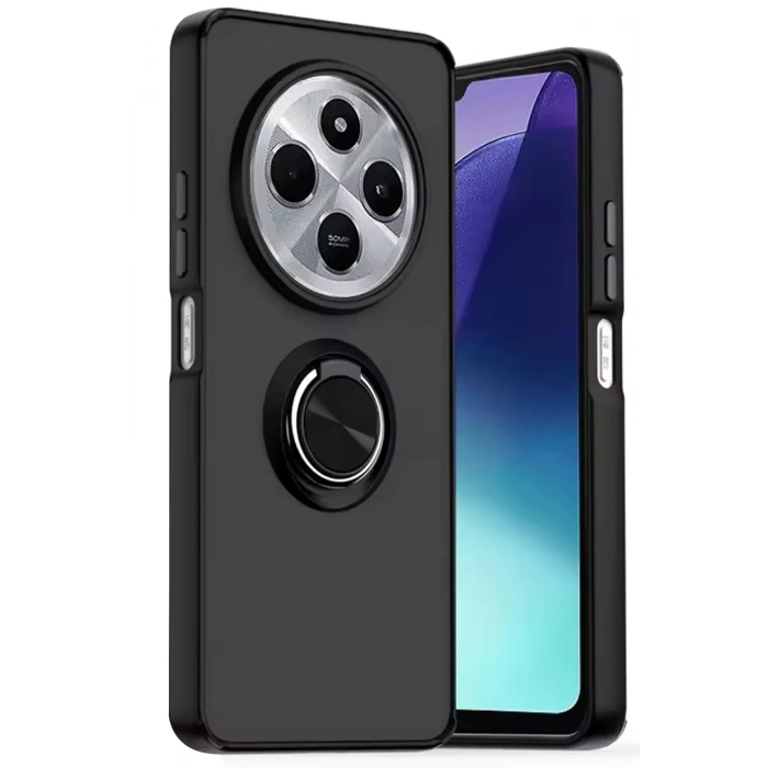 Mey İthalat®   Redmi 14C Kılıf Montreal Yüzüklü Silikon Kapak - Siyah
