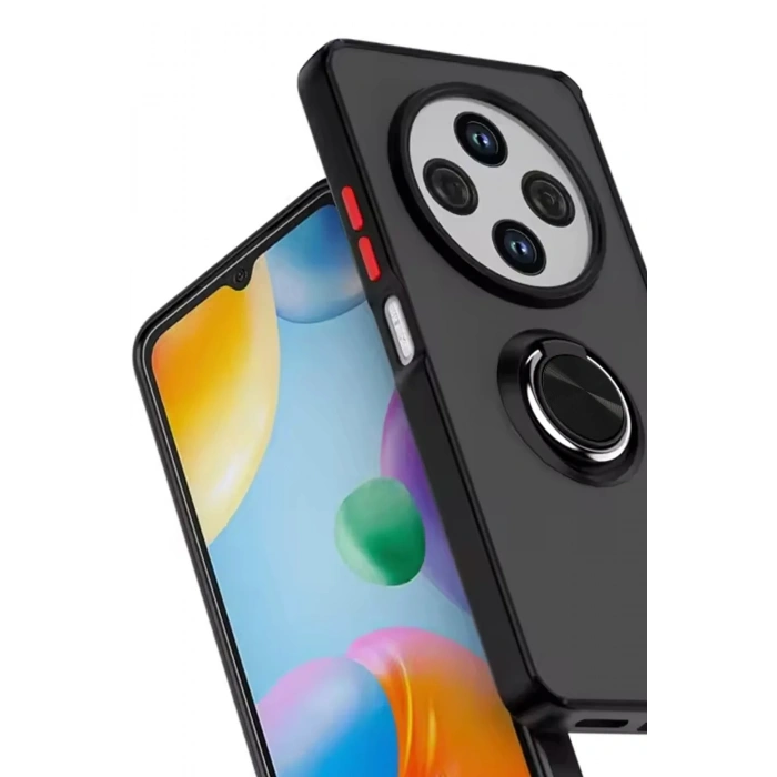 Mey İthalat®   Redmi 14C Kılıf Montreal Yüzüklü Silikon Kapak - Siyah