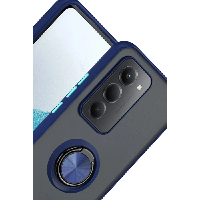 Mey İthalat®   Redmi 15 4G Montreal Yüzüklü Silikon Kapak - Lacivert