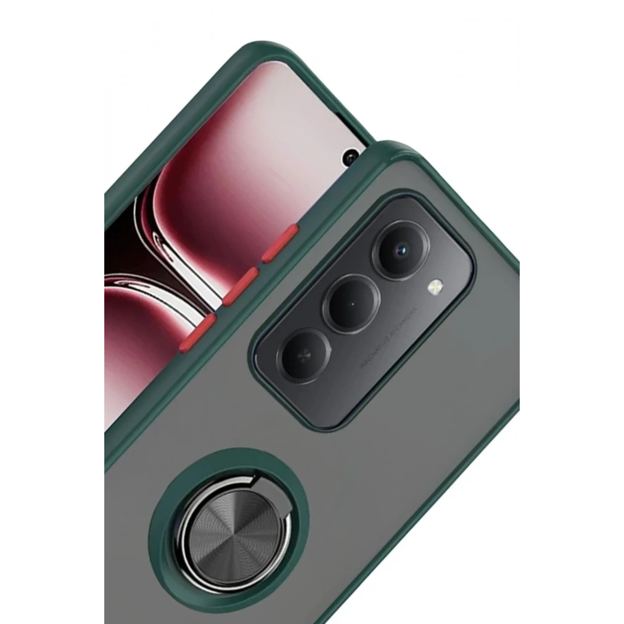 Mey İthalat®   Redmi 15 4G Montreal Yüzüklü Silikon Kapak - Yeşil