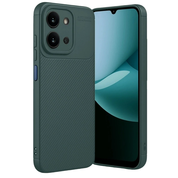 Mey İthalat®   Redmi 15C 4G Auto Focus Karbon Kapak - Koyu Yeşil