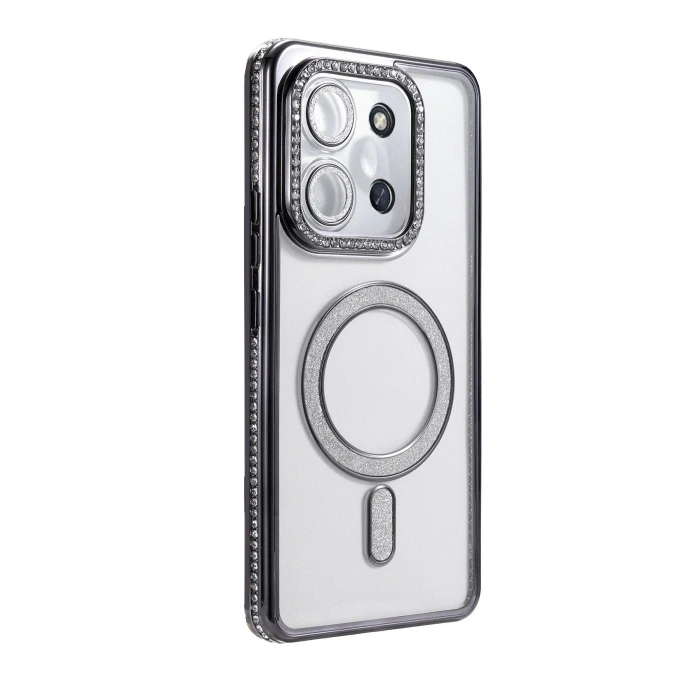 Mey İthalat®   Redmi 15C 4G Joke Simli Magneticsafe Kılıf - Siyah