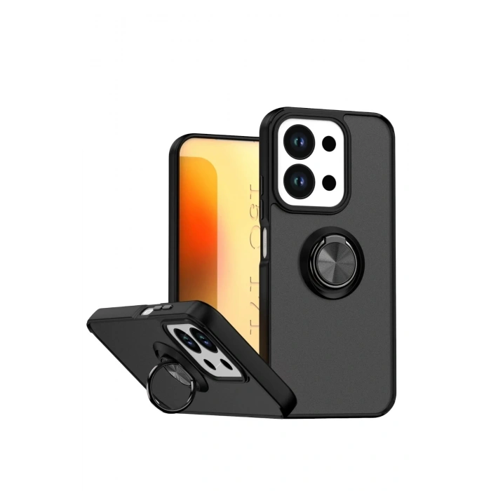 Mey İthalat®   Redmi 15C 4G Montreal Yüzüklü Silikon Kapak - Siyah