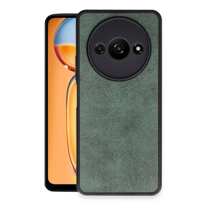 Mey İthalat®   Redmi A3 4G Kılıf Aras Deri Kapak - Koyu Yeşil