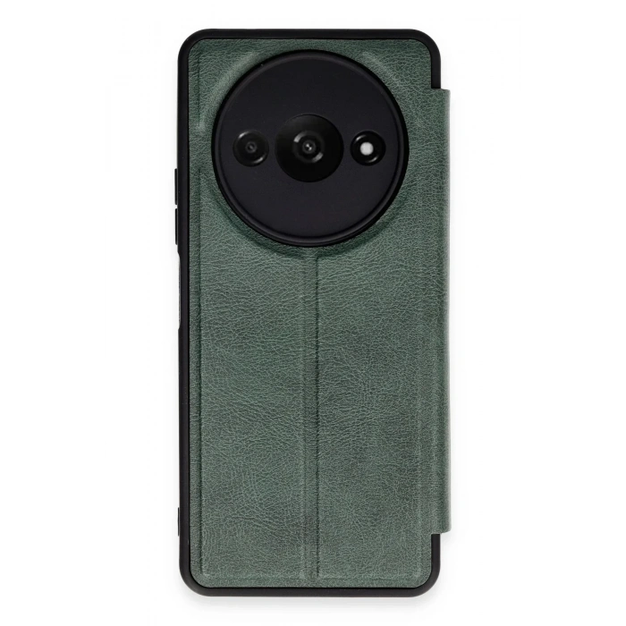 Mey İthalat®   Redmi A3 4G Kılıf Flip Cover - Koyu Yeşil
