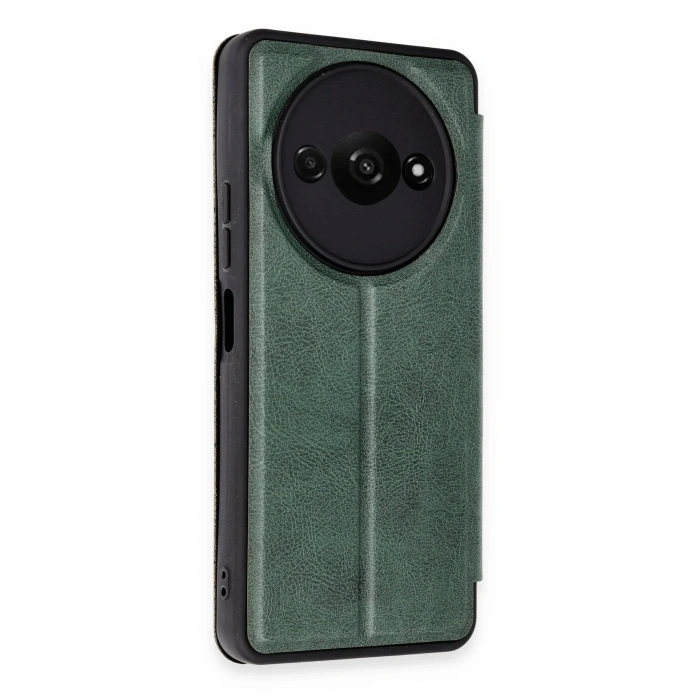 Mey İthalat®   Redmi A3 4G Kılıf Flip Cover - Koyu Yeşil