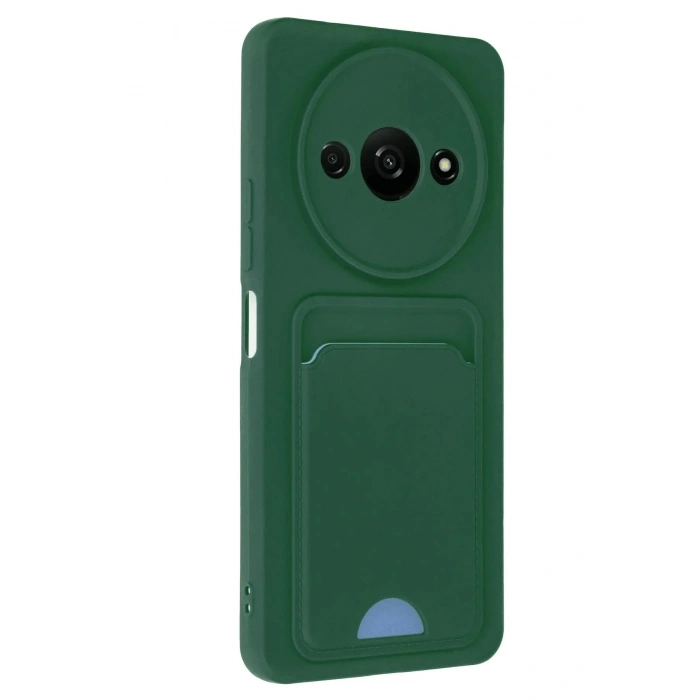 Mey İthalat®   Redmi A3 4G Kılıf Kelvin Kartvizitli Silikon - Koyu Yeşil