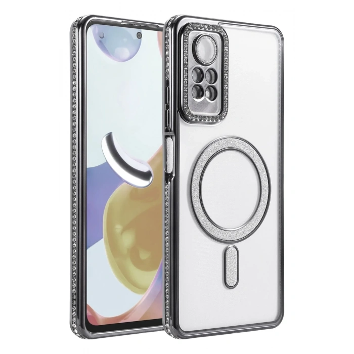 Mey İthalat®   Redmi Note 12 Pro 4G Joke Simli Magneticsafe Kılıf - Siyah