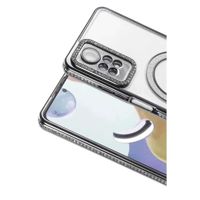 Mey İthalat®   Redmi Note 12 Pro 4G Joke Simli Magneticsafe Kılıf - Siyah