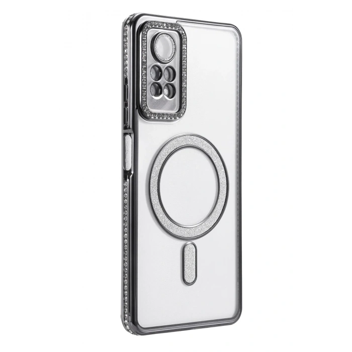 Mey İthalat®   Redmi Note 12 Pro 4G Joke Simli Magneticsafe Kılıf - Siyah