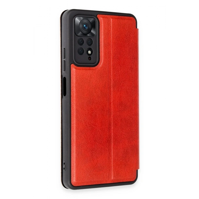 Mey İthalat®   Redmi Note 12 Pro 4G Kılıf Flip Cover - Kırmızı