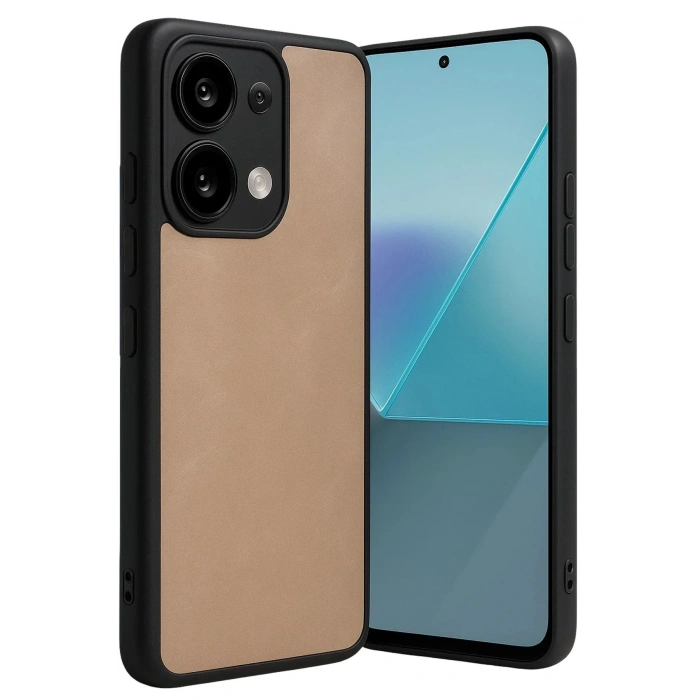 Mey İthalat®   Redmi Note 13 4G Kılıf Aras Deri Kapak - Pudra
