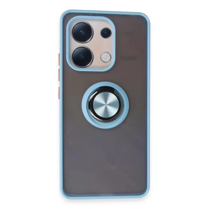 Mey İthalat®   Redmi Note 13 4G Kılıf Montreal Yüzüklü Silikon Kapak - Buz Mavi