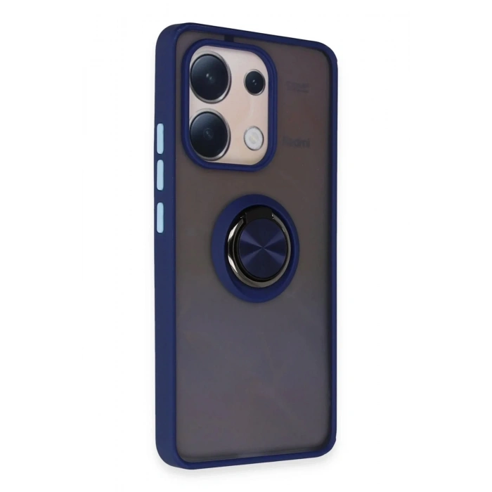 Mey İthalat®   Redmi Note 13 4G Kılıf Montreal Yüzüklü Silikon Kapak - Lacivert